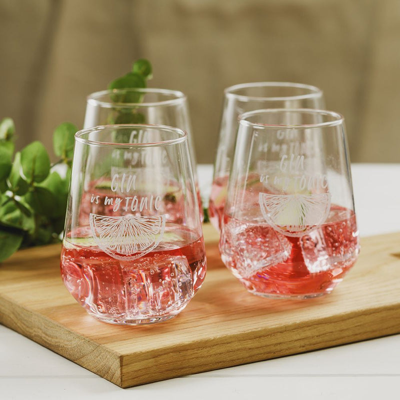Just Slate Company Set of 4 Gin Tonic Stemless Glasses