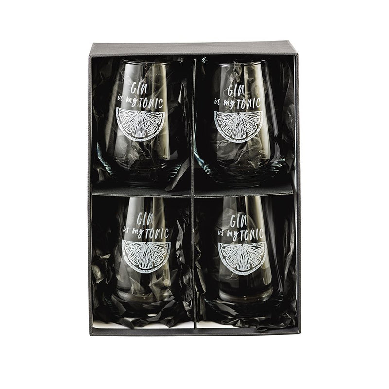 Just Slate Company Set of 4 Gin Tonic Stemless Glasses