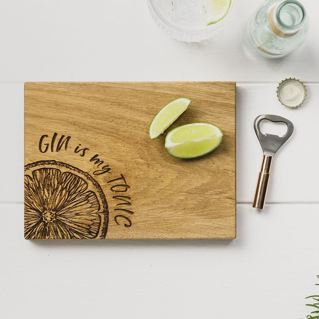 Selbrae House Gin is my Tonic Oak Cutting Board &amp; Bottle Opener Set