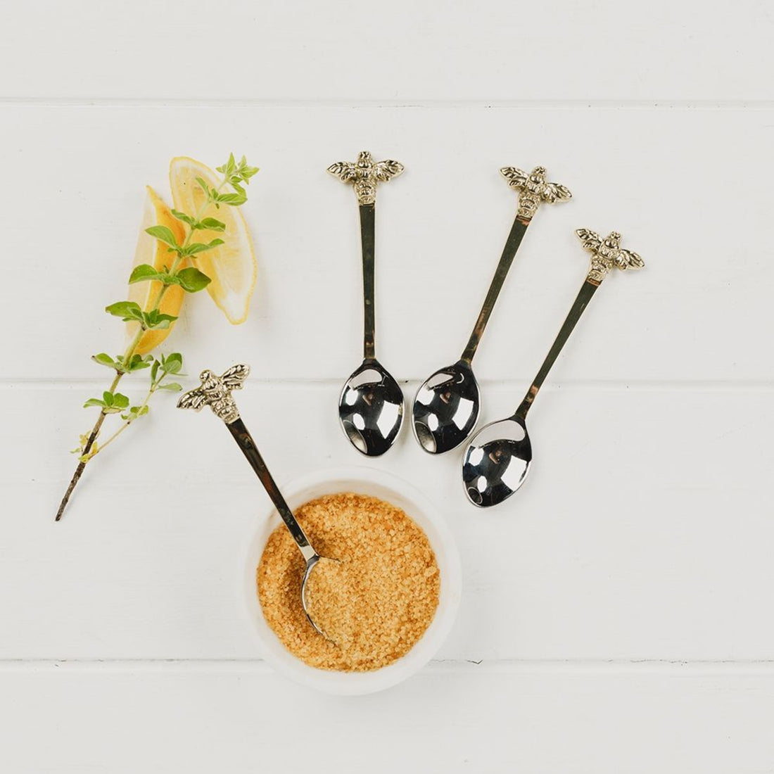 Selbrae House 4 Gold Bee Teaspoons