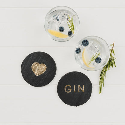 Selbrae House 2 Gold Love Gin Coasters