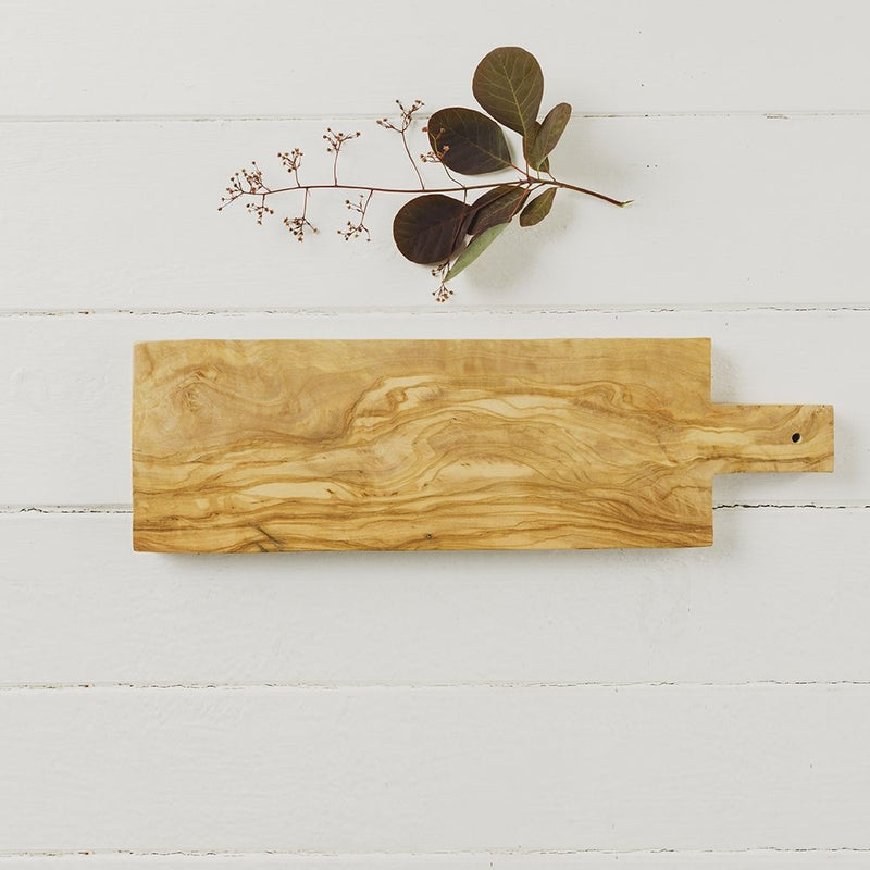 Naturally Med Handled Rectangular Olive Wood Chopping / Serving Board 40cm
