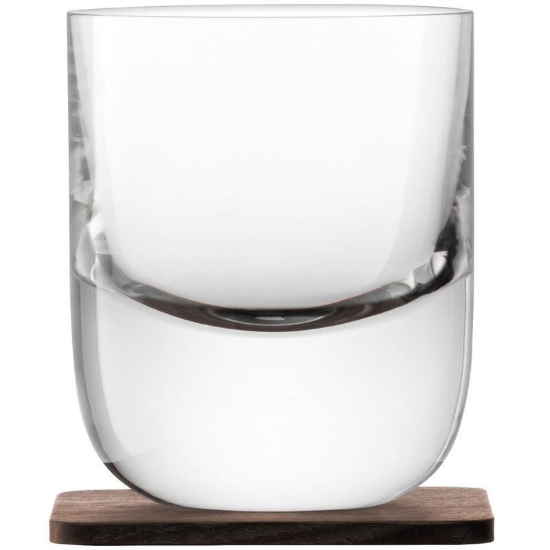 LSA International Whisky Renfrew Tumbler 270ml Clear & Walnut Coaster x 2