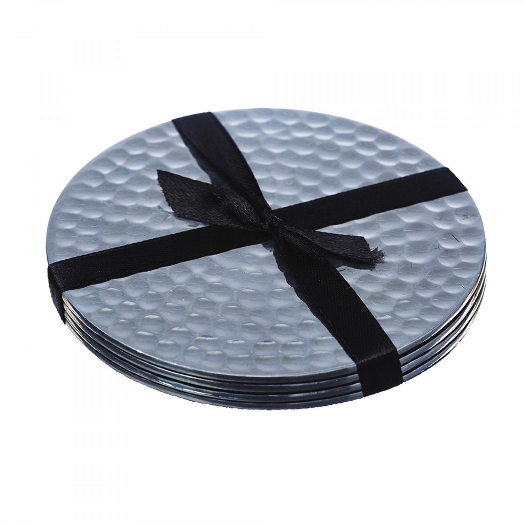 Selbrae Housey Stainless Steel Flat Hammered Coasters, Set of 4