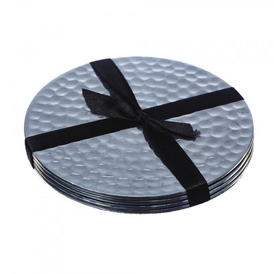 The Just Slate Company Stainless Steel Flat Hammered Coasters, Set of 4
