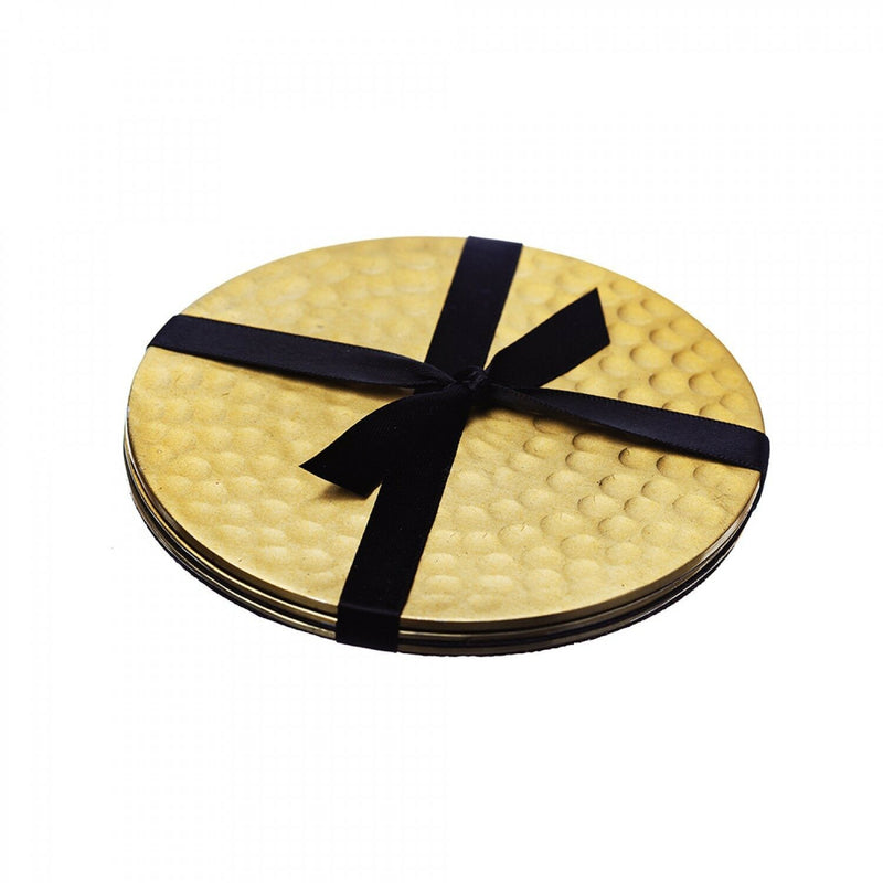 The Just Slate Company Flat Hammered Coasters Gold Set of 4