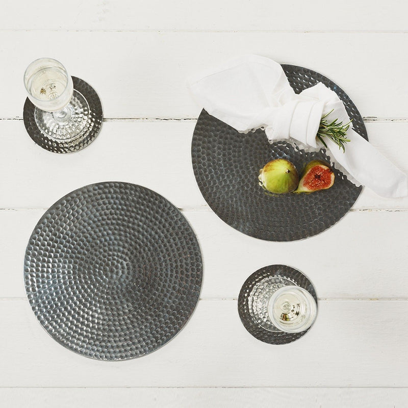 Just Slate Company 2 Flat Hammered Placemats Stainless Steel